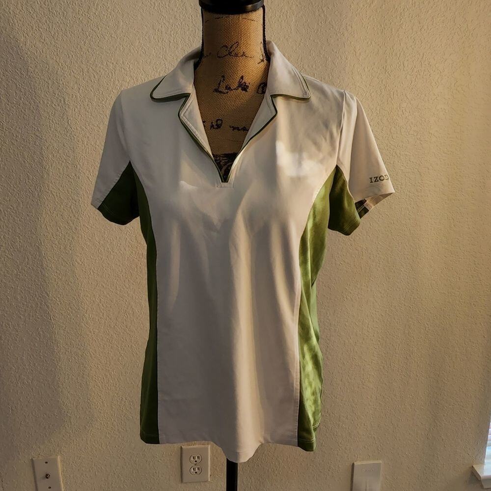 IZOD white and green ladies‎ gold shirt size large